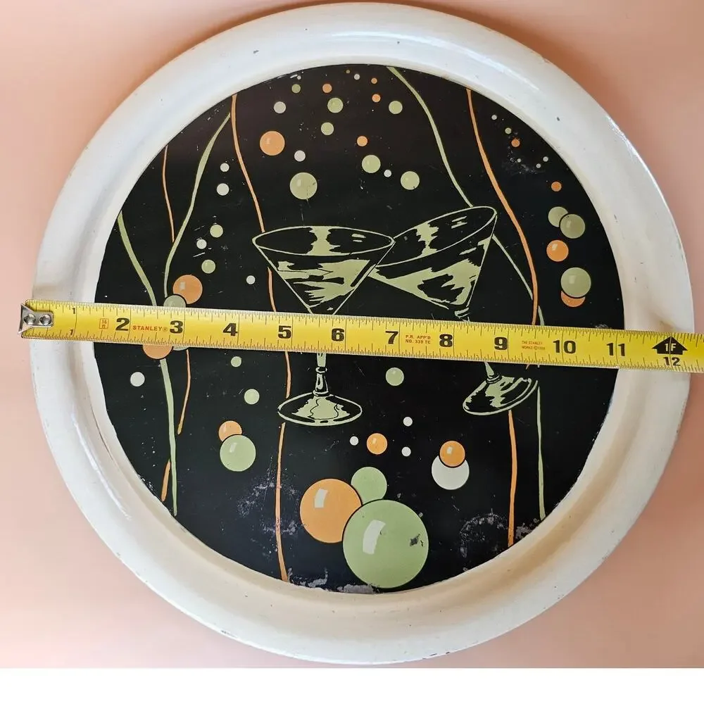 Vtg Retro 60s Atomic Martini Serving Tray MCM Space Age Mad Men Style Barware